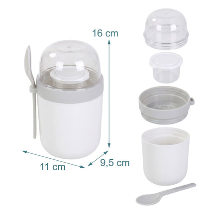 Muesli To-Go Cups with Spoon, 4-Pack, BPA-Free Plastic