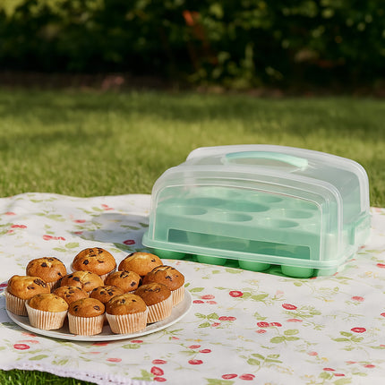Muffin Cupcake Storage Box, Holds 24, Two-Tier