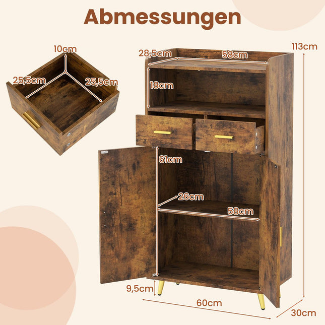 Multifunctionele kast met verstelbare plank en lades