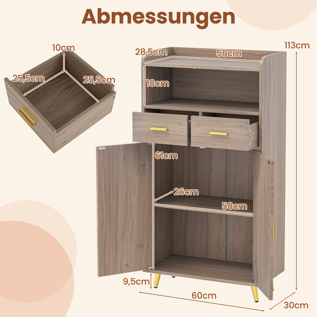 Multifunctionele kast met verstelbare plank en lades