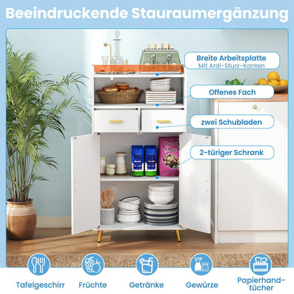 Multi-Purpose White Cabinet with Adjustable Shelf & Drawers