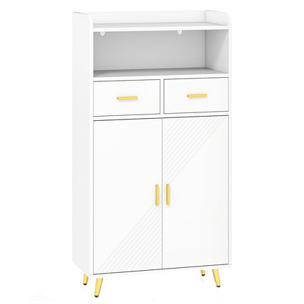 Multi-Purpose White Cabinet with Adjustable Shelf & Drawers