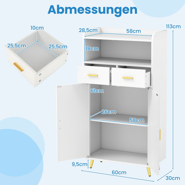 Multifunctionele witte kast met verstelbare plank en lades