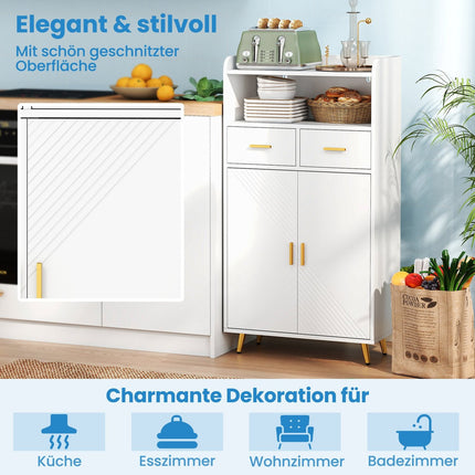 Multi-Purpose White Cabinet with Adjustable Shelf & Drawers