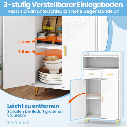 Multi-Purpose White Cabinet with Adjustable Shelf & Drawers
