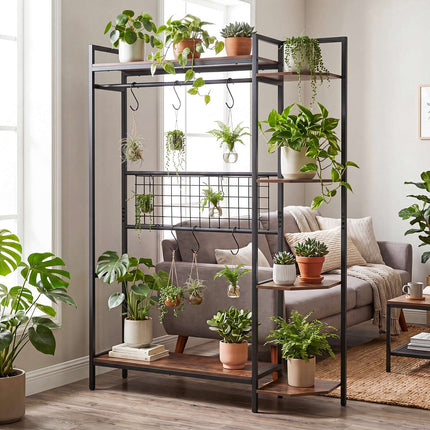 Multi-Tier Plant Stand with Trellis & Metal Frame
