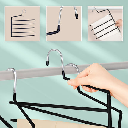 Multi Trouser Hangers, Non-Slip, Space-Saving, 5-Tier