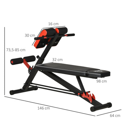 Adjustable multi-weight exercise bench, black, incline and abs trainer