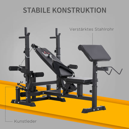 Adjustable weight bench - barbell rack, steel frame, multigym