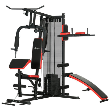 Multifunctional home gym station with weights, black