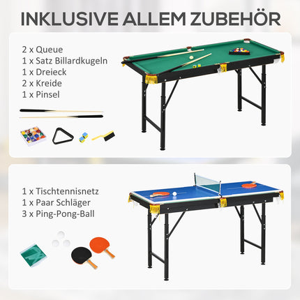 2-in-1 game table - pool and table tennis, adjustable height