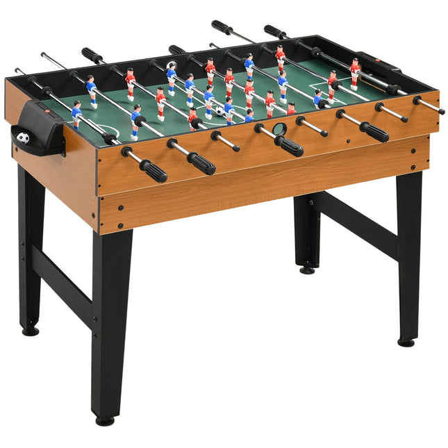 4 in 1 multigame speeltafel, gezelschapsspeltafel met tafeltennis, tafelvoetbal, biljart, tafelhockey, voor multiplayer-plezier, staal, natuurlijk hout + zwart