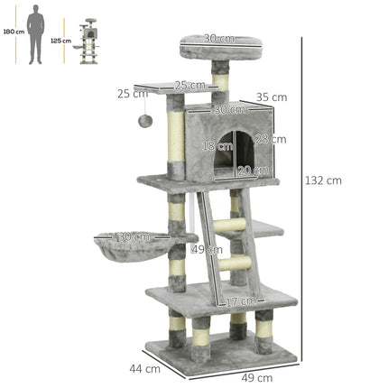 Cat tree with hammock, cave & basket for cats up to 4.5 kg