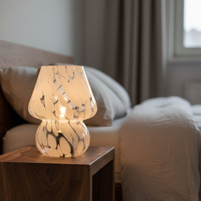 Mushroom Glass Table Lamp, LED, 3 Light Colors