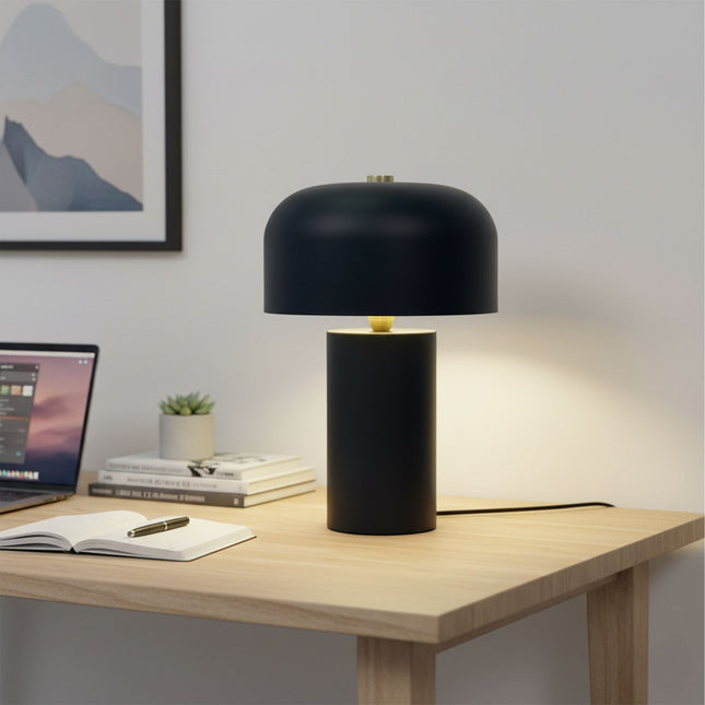 Mushroom Table Lamp – Minimalist Design, Gold Accent