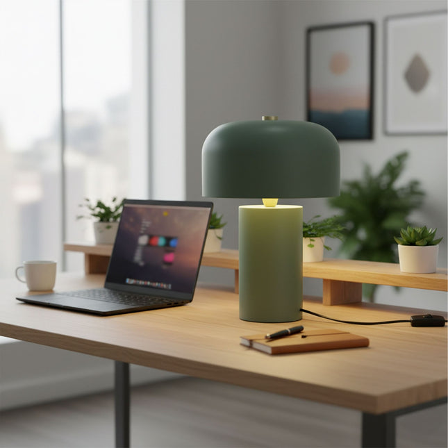 Mushroom Table Lamp – Minimalist Metal Design, Gold Accent