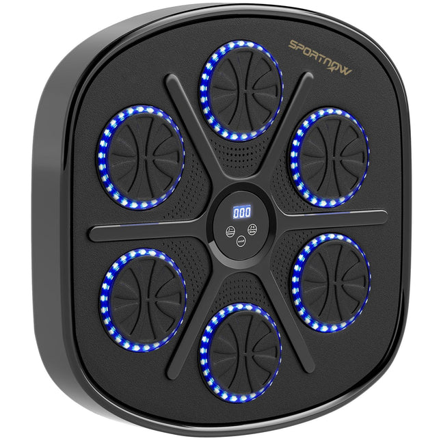 Muziekboksmachine, elektronische Bluetooth-boksmachine met LED-verlichting, muziek, aan de muur gemonteerd boksdoel voor volwassenen, thuisoefening, zwart