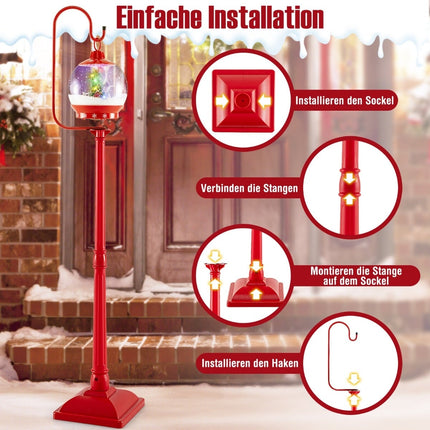 Musical Christmas Street Lamp, 173cm, Sound-Activated Snow Globe