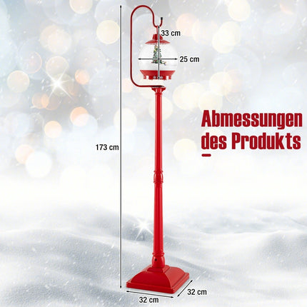 Musical Christmas Street Lamp, 173cm, Sound-Activated Snow Globe