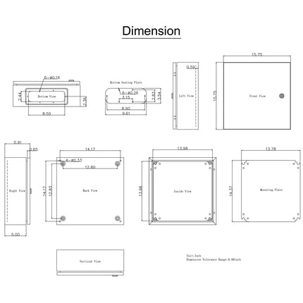 NEMA 4X Steel Electrical Enclosure 40x40x15cm IP66