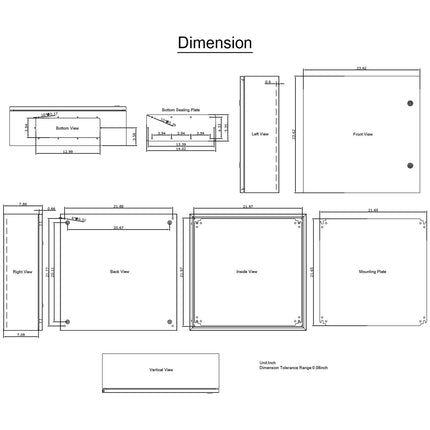 NEMA 4X Steel Electrical Enclosure 60x60x20 cm, IP66