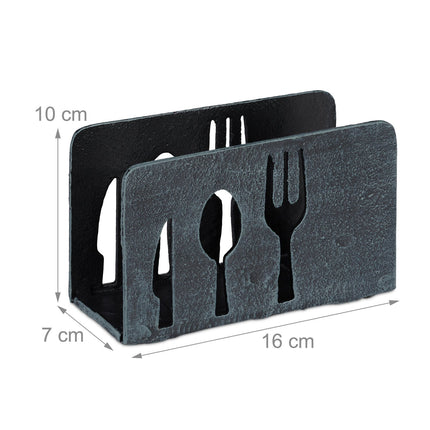 Napkin stand cast iron cutlery motif