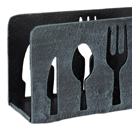Napkin stand cast iron cutlery motif
