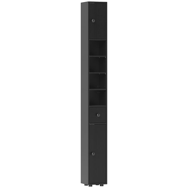 Narrow Bathroom Cabinet, 180cm Tall, Black