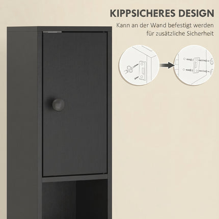 Narrow Bathroom Cabinet, 180cm Tall, Black