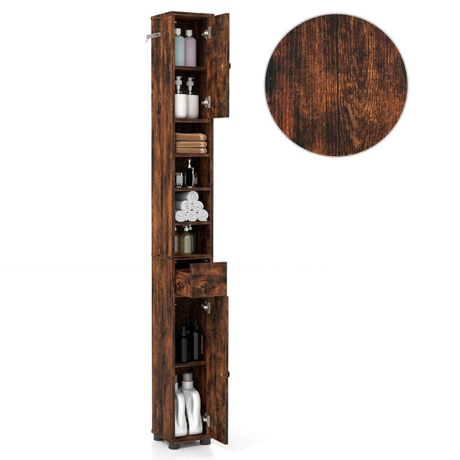 Narrow Bathroom Cabinet with Adjustable Shelves, Drawer