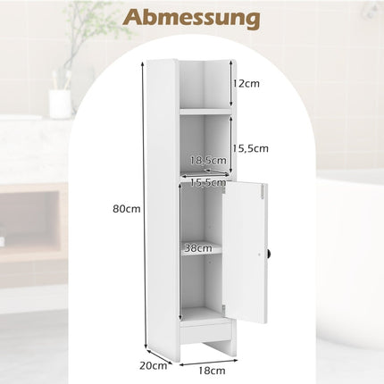 Narrow Bathroom Cabinet with Shelves & Adjustable Storage
