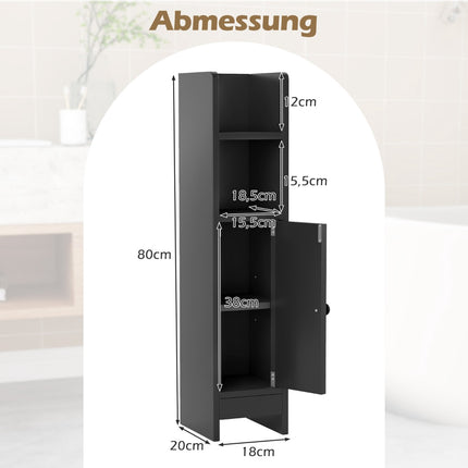 Narrow Bathroom Cabinet with Shelves and Adjustable Storage