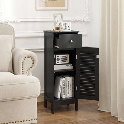 Narrow Bathroom Storage Cabinet with Adjustable Shelf, Black