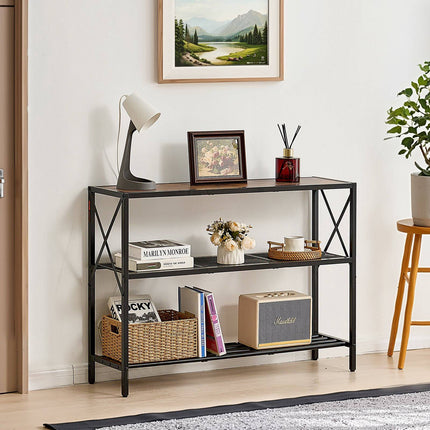 Narrow Console Sofa Table, 41.7 Inch, 3-Tier Metal Frame