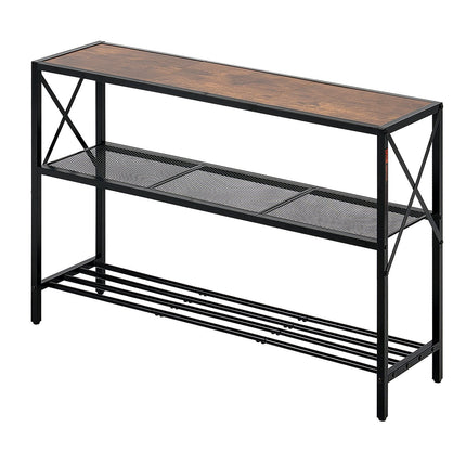 Narrow Console Sofa Table, 41.7 Inch, 3-Tier Metal Frame