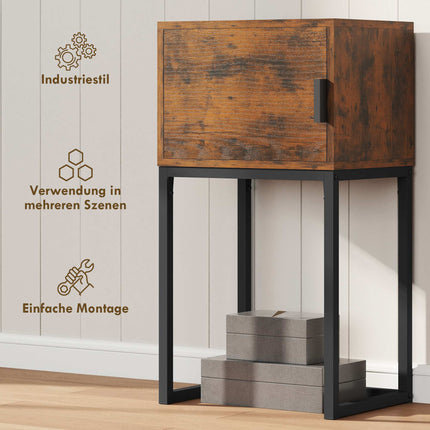 Narrow Console Table, Industrial Design, Rustic Brown, 40x30x76cm