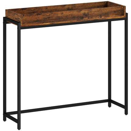 Narrow Console Table, Metal & Chipboard, Rustic Brown