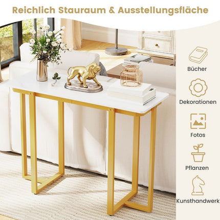 Narrow Console Table with Faux Marble Top, 107 x 40 cm