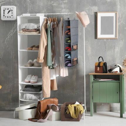 Narrow Hanging Storage Organizer, 6 Compartments Fabric