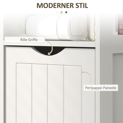 Tall narrow white bathroom cabinet, 2 drawers & shelves