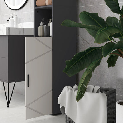 Tall narrow bathroom cabinet - adjustable shelf, gray