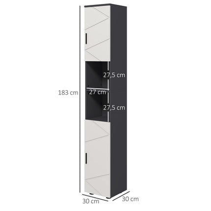 Tall narrow bathroom cabinet - adjustable shelf, gray