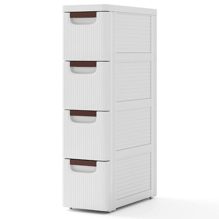 Narrow bathroom cabinet with 4 drawers & wheels niche shelf bathroom cabinet white