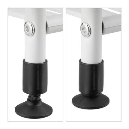 Narrow floor-standing shelf with 4 shelves