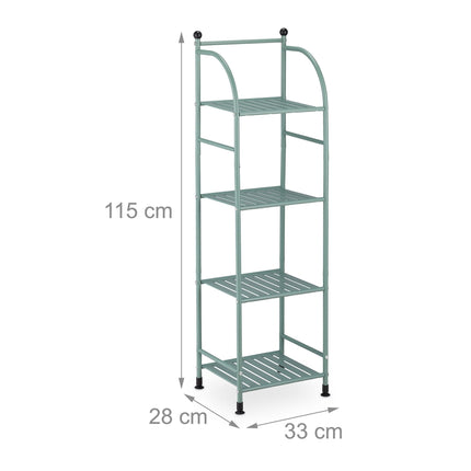 Narrow floor-standing shelf with 4 shelves