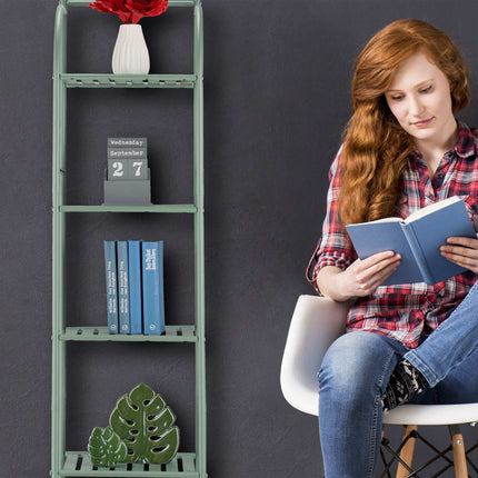 Narrow floor-standing shelf with 4 shelves