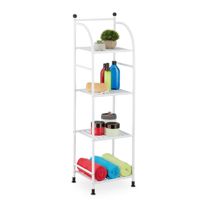 Narrow floor-standing shelf with 4 shelves