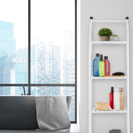Narrow floor-standing shelf with 5 shelves