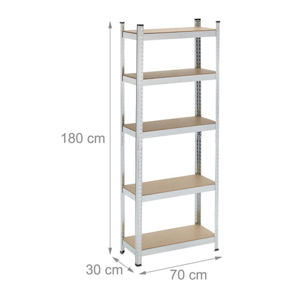 Narrow strong shelves with 5 levels