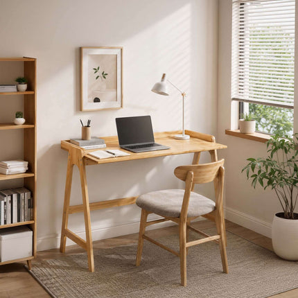 Natural Plywood Computer Desk with Edge, 107 cm Wide
